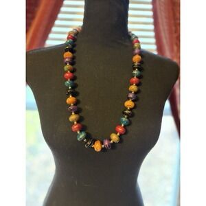 Multicolor Beaded Necklace –‎ 28" Boho Style Statement Jewelry